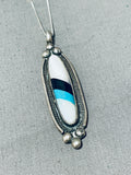 Impressive Vintage Native American Navajo Mother Of Pearl & Turquoise Sterling Silver Necklace-Nativo Arts