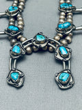 Fab Vintage Native American Navajo Turquoise Sterling Silver Squash Blossom Necklace Old-Nativo Arts