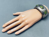 6 Inch Wrist Vintage Native American Navajo Gaspeite Sterling Silver Bracelet Cuff-Nativo Arts