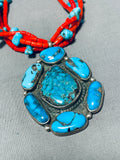 Massive Vintage Native American Navajo Bisbee Old Kingman Turquoise Sterling Silver Necklace-Nativo Arts