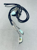 Bear Head Vintage Native American Navajo Turquoise Hand Carved Sterling Silver Bolo Tie-Nativo Arts