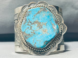 179 Grams Heavy Native American Navajo Turquoise Sterling Silver Bracelet Cuff-Nativo Arts