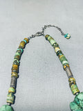 Bold!! Vintage Native American Navajo Green Turquoise Sterling Silver Necklace-Nativo Arts