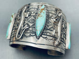 124 Grams Native American Kewa Green Turquoise Sterling Silver Bracelet Cuff-Nativo Arts