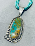 Signed Vintage Native American Navajo Royston Turquoise Sterling Silver Necklace-Nativo Arts