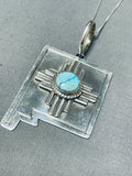 Rob Yellowhorse Native American Navajo Turquoise Sterling Silver Zia New Mexico Necklace-Nativo Arts