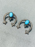 Marvelous Vintage Native American Navajo Sleeping Beauty Turquoise Sterling Silver Earrings-Nativo Arts
