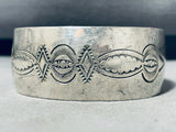 Remarkable Vintage Native American Navajo Sterliing Silver Handstamped Large Bracelet-Nativo Arts