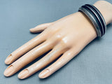 Sturdy 6.5 Inch Wrist Vintage Native American Navajo Sterling Silver Bracelet Cuff-Nativo Arts