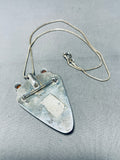 Swirled Olive Agate!! Vintage Native American Navajo Sterling Silver Necklace-Nativo Arts
