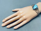 Blue Diamond Turquoise Vintage Native American Navajo Sterling Silver Bracelet-Nativo Arts