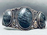 Black Moon Agate Vintage Native American Navajo Sterling Silver Bracelet Cuff Old-Nativo Arts