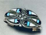 Gorgy! 6 Inch Wrist Vintage Native American Zuni Turquoise Inlay Sterling Silver Bracelet-Nativo Arts