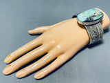 Gigantic Native American Navajo Kingman Turquoise Sterling Silver Bracelet-Nativo Arts