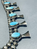Great Price! Vintage Native American Navajo Turquoise Sterling Silver Squahs Blossom Necklace-Nativo Arts