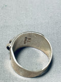 Impressive Native American Navajo Handcarved Sterling Silver Solid Ring-Nativo Arts