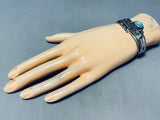 One Of The Most Unique Vintage Native American Navajo Turquoise Sterling Silver Bracelet-Nativo Arts