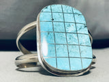 Jimmy Bitsui!! Vintage Native American Navajo Checker Turquoise Sterling Silver Bracelet-Nativo Arts