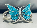 Stunning Vintage Native American Navajo Turquoise Sterling Silver Butterfly Bracelet-Nativo Arts