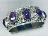 One Of The Coolest Amethyst Vintage Native American Navajo Sterling Silver Bracelet-Nativo Arts
