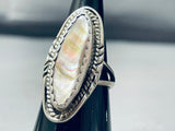Stunning Vintage Native American Navajo Oval Abalone Sterling Silver Ring-Nativo Arts