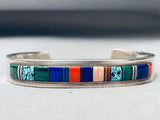 Native American 6.5 Inch Wrist Vintage Boyd Sterling Silver Inlay Bracelet Cuff-Nativo Arts