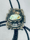 Gold Lasso Vintage Native American Navajo Royston Turquoise Sterling Silver Bolo Tie-Nativo Arts