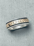 Gold And Sterling Vintage Native American Navajo Silver Ring-Nativo Arts