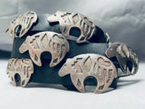 Hand Tooled Detailed Vintage Native American Navajo Sterling Silver Bear Concho Belt-Nativo Arts