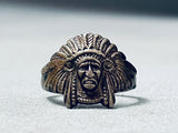 Detailed Vintage Southwest Chief Sterling Silver Ring-Nativo Arts