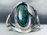 Huge Vintage Native American Navajo Variscite Sterling Silver Leaf Shadowbox Bracelet-Nativo Arts