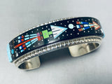Space Travel Inlay Native American Navajo Turquoise Sterling Silver Bracelet-Nativo Arts
