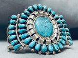 Incredible Vintage Native American Navajo Turquoise Teardrop Sterling Silver Bracelet-Nativo Arts