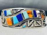 6.5 Inch Wrist Vintage Native American Navajo Cal Begay Inlay Sterling Silver Bracelet-Nativo Arts