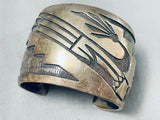Massive Vintage Native American Hopi Hand Tooled Sterling Silver Bracelet Cuff