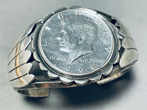 Betty Ann Guerro Vintage Native American Navajo 1966 Kennedy Sterling Silver Coin Bracelet-Nativo Arts