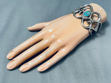 Important Vintage Native American Navajo Turquoise Sterling Silver 1950's Bracelet