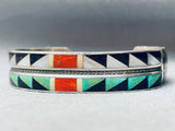 Important Andrew Dewa Vintage Native American Zuni 6 Inch Wrist Sterling Silver Bracelet-Nativo Arts