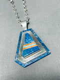 Fascinating Native American Navajo Denim Lapis Sterling Silver Necklace Signed-Nativo Arts