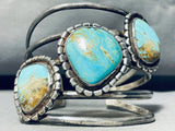 100 Grams Triple Chunk Turquoise Vintage Native American Navajo Sterling Silver Bracelet-Nativo Arts