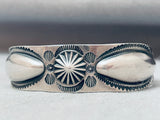 Hand Tooled Vintage Native American Navajo Early 1900's Sterling Silver Bracelet-Nativo Arts