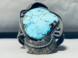 Real Blue Wind Turquoise Mine!! Vintage Native American Navajo Sterling Silver Bracelet-Nativo Arts