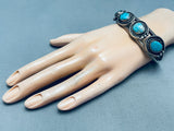 Rare Vintage Native American Navajo Blue Gem Turquoise Sterling Silver Bracelet Old-Nativo Arts