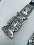 Vince Platero Vintage Native American Navajo Hand Tooled Sterling Silver Concho Belt-Nativo Arts