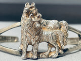 Native American Wild Coyote Vintage Sterling Silver Bracelet Cuff-Nativo Arts