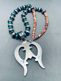 One Of The Most Unique Vintage Native American Navajo Turquoise Sterling Silver Naja Necklace-Nativo Arts