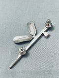 Important Vintage Native American Navajo Jimmie King Jr Turquoise Sterling Silver Inlay Pin
