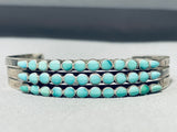 Early 1900's Vintage Native American Zuni Dishta Family Turquoise Sterling Silver Bracelet-Nativo Arts