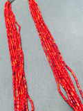 Fab Native American Navajo Tubed Coral Sterling Silver Heishi Necklace-Nativo Arts