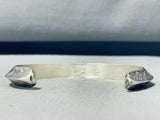 Classic Native American Navajo Signed Sterling Silver Solid Tawney Willie Bracelet-Nativo Arts